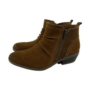 Earth Origins Collette Cheryl Bootie Brown Tan Suede Ankle Boot Zip Womens 7